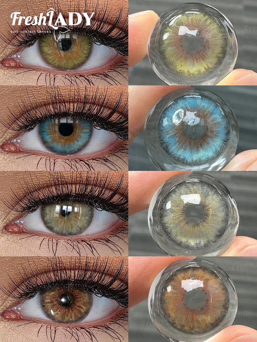 FRESH LADY 1 Pair , Lenses Chelsea & Cleopatra Collection, Exotic Look, For Daily Wear, Dating Makeup, Work, Or Cosplay, Yearly Use, 14.20 Mm