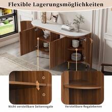 Sairedel Credenza moderna ad arco con ripiani regolabili e gambe in metallo, ideale per soggiorno e sala da pranzo (noce)