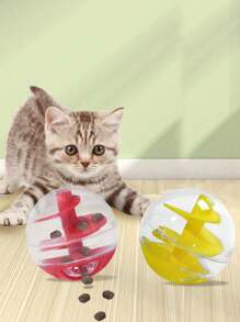 1 pieza Dispensador de comida en forma de bola espiral, juguete interactivo de alimentación lenta para gatos