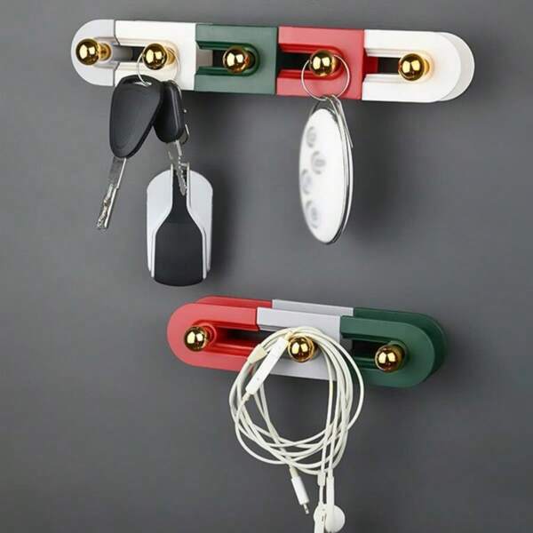 Set de 3 ganchos con diseño de bloques de construcción creativos, combinables e intercambiables, adecuados para colgar ropa, bolsos, cables, diseño sin agujeros de fácil instalación, ganchos montados en la pared