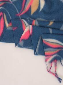 1pc Floral Printed Polyester Casual Scarf, Winter