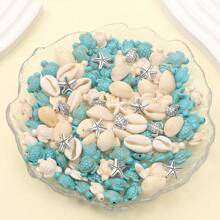 10/20/30pcs Artificial Turquoise Ocean Theme Beads, Turtle Pendant, Starfish Synthetic Turquoise Beads, Jewelry Alloy Beads DIY Bohemian Bracelet Necklace Ankle Set