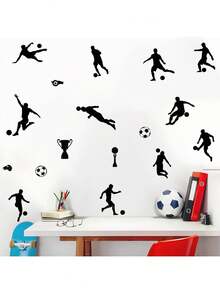 Adorable Basketball & Soccer Player Silhouette Wall Decals | Kids Room Decor | Removable, Easy Peel And Stick | Educational Sports-Themed Nursery Art - Multicolor - View 4