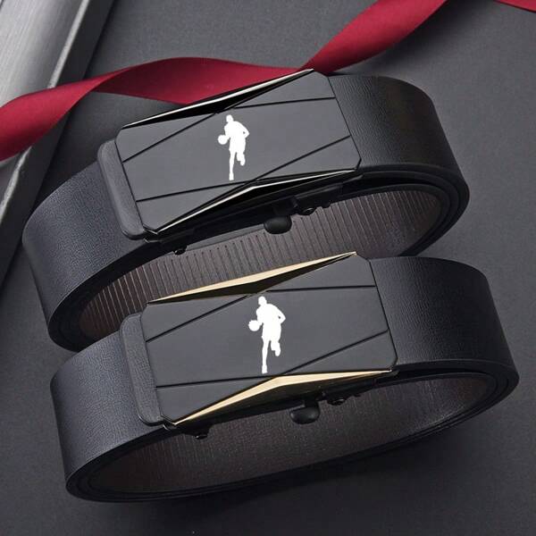 Basketball Ratchet Leather Dress Belt, Fashionable Automatic Buckle Design Suitable For Jeans, Suits And Casual Wear - Perfect Gift For Basketball Enthusiasts