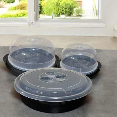 Kit Utensilios Boleira + Queijeira + Torteira de Plastico Com Tampa Armazena Alimentos