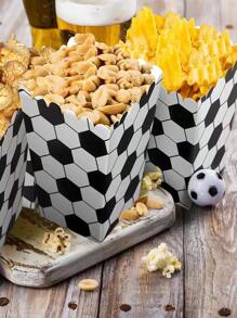 10/20pcs Football Printed Popcorn Box, Party Favor Gift Packaging Box, Football Theme Party Supplies, Snack Boxes