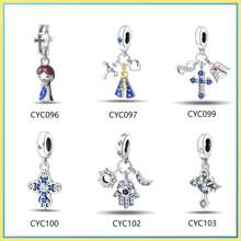 1 Unidade Colar Pingente de Prata Esterlina 925 Criativo DIY: De Anjos Inocentes a Símbolos Misteriosos, Decorar Estilo Exclusivo, Design de Nicho! Interpretando Engenhosidade Única em Prata e Azul, Cada Peça Tem Uma História Única, Fazendo Joias Exquisitas e DIY Seus Próprios Encantos...