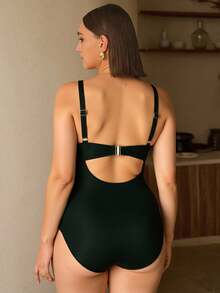 Swim Chiccia Plus Size Women Mesh Panel One-Piece Swimsuit Summer - Black - View 5