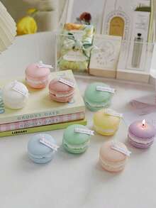 1 pièce Bougie décorative artisanale en forme de macaron, cadeau de mariage et de nouvel an, décoration de chambre, cadeaux - Multicolore - Voir 4