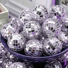 10pcs,Mini Disco Mirror Ball Decorations - Plastic Reflective Silver Decorative Pendants, Mirror Ball Reflective Glass Ball, Home Hanging Decorations - Suitable For Disco Theme Party Background, Holiday Decorations Wedding Table Decorations, Christmas Tree Decorations, Christmas Decoration Balls, Halloween Decorations. - Multicolor - View 1