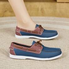 Women'S Classic Solid Color Loafers, Lightweight Lace-Up Low Top Sneakers, With PVC Sole And Polyurethane Upper/Inner/Insole, For All-Season Casual Fashion Shoes - 藍色 - 查看 4