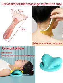 1pc Neck Massage Pillow For Neck And Shoulder Relaxation, 8 Minute Comfortable Neck Massager Tool With Ergonomic C-Shaped Design - Teal - View 14