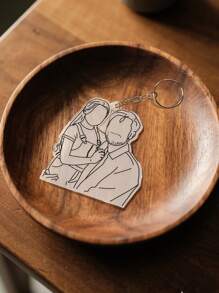 1 件定制线条艺术钥匙扣、个性化照片钥匙扣、生日礼物、周年纪念礼物、情人节礼物、父亲节礼物、母亲节礼物、送给他/她的礼物