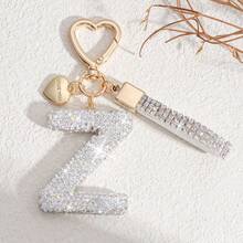 1 件白色软陶字母水钻钥匙扣可爱个性化包饰，汽车钥匙扣爱心装饰，送给妈妈、朋友、情人节背包的礼物，适合学校汽车配件哥特 Y2k - 白色 - 查看 22