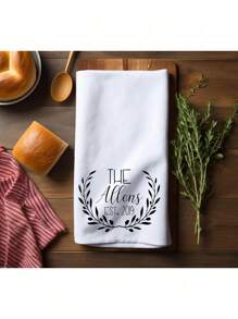 1pc Custom Last Name Flour Sack Tea Towel, Personalized Wedding Gift, Housewarming Gift - one-size - View 2