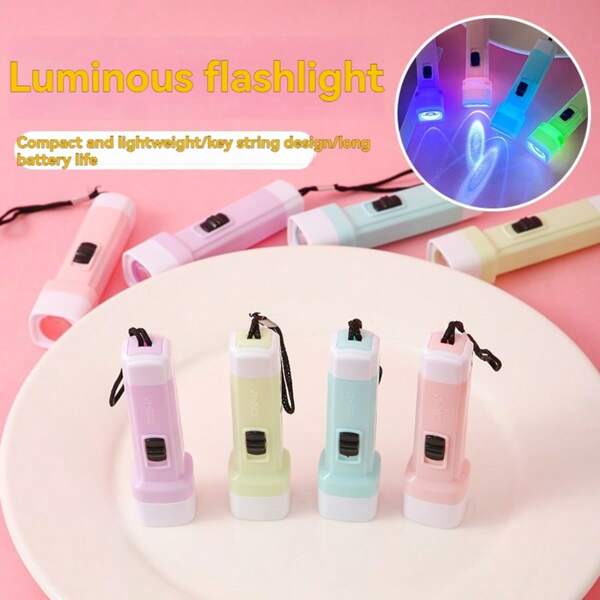 1 Stück/5 Stücke Mini LED Kunststoff Taschenlampe, bunte Handlampe, leuchtendes Geschenk für Kinder zum Schulanfang, zufälliger Stil & Farbe