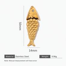 1 Piece 304 Stainless Steel Small Fish Dry Movable Pendant Earrings, 18K Gold Plating, Women's Daily Party Wear DIY Jewellery Accessories Fashion Pendant