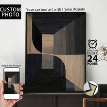 1 pieza, foto personalizada, marco de madera con plexiglás pulido, arte de pared geométrico estilo Bauhaus, póster impreso en lienzo personalizado, perfecto para familias, parejas, recuerdos de mascotas y un regalo perfecto para aniversarios