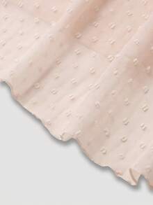 网眼印花长款松紧腰优雅半身裙 - 杏色 - 查看 3