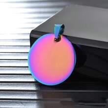 定制宠物狗/猫牌项链吊坠，不锈钢圆形个性化姓名、生日、电话号码、宠物防丢身份牌，DIY雕刻圆盘