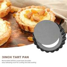 1件/3件/5件/10件不粘可拆卸底部披萨盘，迷你蛋挞模具，圆形金属蛋糕烘焙模具，馅饼盘，蛋挞模具，碳钢底部可拆卸糕点模具，圆形蛋糕盘，耐用烤盘