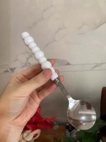 2/3 Pcs Colorful Pearl Stainless Steel Spoons With Plastic Handles, Cute Soup/Dessert Spoons, Girls Style Home Utensils,School Supplies