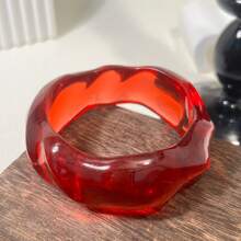 1pc Vintage Resin Acrylic Bangle Bracelet For Women, Korean Style Cuff Jewelry Accessory, Designer Round Shape, New Gift