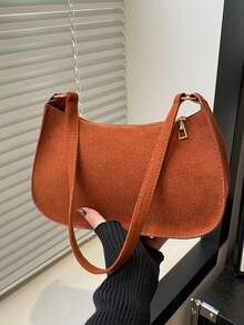 Túi xách đeo vai tối giản thời trang, Túi đeo nách cổ điển, Túi xách cầm tay Baguette nhẹ cao cấp, Ví nhỏ đa năng dung tích lớn, Phong cách đường phố Châu Âu và Mỹ sang trọng, Thích hợp cho tiệc tùng, đi làm, Đựng mỹ phẩm - màu nâu - Xem 2