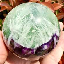 1 Piece Large Natural Snowflake Feather Rainbow Fluorite Crystal Ball ( 2.7-3.1inch ) - Bohemian Style Purple And White Marble Pattern Decorative Ball, Suitable For Home And Office, Christmas And Mother's Day Gift, Collectible Crystal Ornament - 1 Piece (7-8 Cm/2.7-3.1 Inches) - View 8