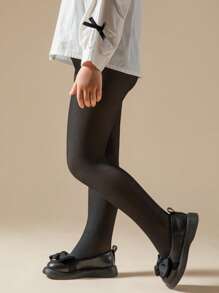 1 par de 200g Medias negras acolchadas y gruesas para niños, medias de baile gruesas de invierno para bebés, pantalones de fondo