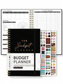 1pc Monthly Budget Planner, 112 Sheets Simple ADHD Budeget Planner With Saving & Debt Tracker, Spending Chart View And Transparent Pocket, Easy Saving Money, Office & School Supplies, Office Supplies Gifts For Women - Black - View 10