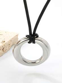 Vacuum Electroplating Personalized Necklace, Stainless Steel O-Ring Pendant Necklace, Suitable For Women's Commuting.