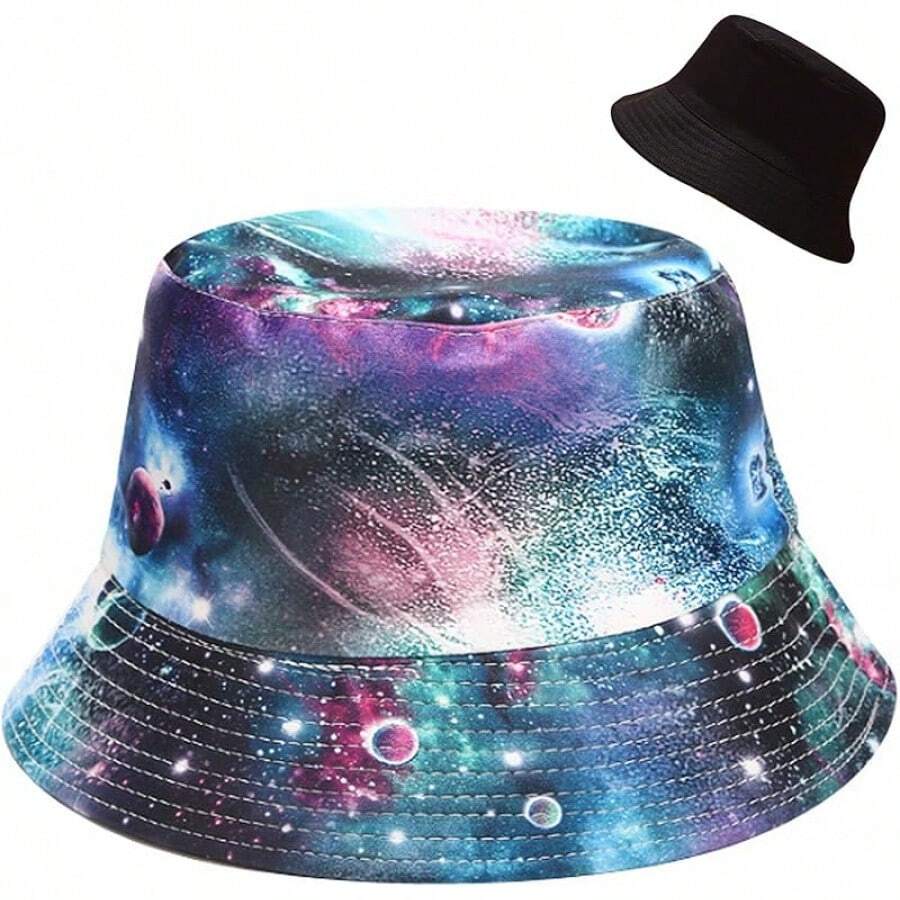 Unisex Reversible Bucket Hat For Beach And Fishing - Galaxy - View 1