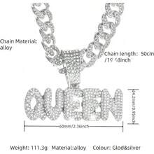 Men's Shiny Cuban Chain Necklace, Miami Style Silver Plated Gold Plated Shiny Necklace, Hop Necklace - Queen - Silver - View 2