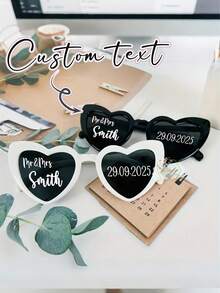 定制单身派对眼镜，伴娘婚礼礼物，新娘派对用品，心形，小狗，甜美，可爱，色彩缤纷，Y2K风格，时尚，男女皆宜，休闲，可定制，个性化 - 彩色 - 查看 1