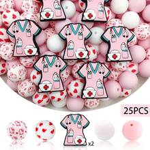25/56PCS Multi-Size 2D Nurse Series Silicone Beads Set, Adult DIY Accessories, Suitable For DIY Beaded Pens, Earrings And More, Perfect As Holiday Birthday Gift Beads & Bead Assortments - 2D Nurse Series - View 18