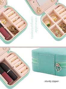 1 Set Travel Jewelry Box With Mirror, Multi-Functional Jewelry Storage Box, Large Capacity Portable Jewelry Box For Storing Rings, Pendants, Earrings, Ties, Bracelets, Best Gift For Girlfriend, Mother's Day, Anniversary, Valentine's Day, Christmas, New Year, Men's Gift, Women's Back To School Gift