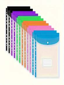 12 件 A4 大容量大容量文件袋，带 11 个装订环，现代 PP 材质，扩展按钮和标签袋，适用于学校、家庭、办公室、出勤、旅行 - 便携式设计、返校、学校用品