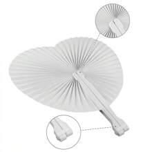 12/24/30/48/60pcs White Heart-Shaped Folding Paper Fans, Summer Paper Fans, White Bulk Collapsible Hand-Held Fans For Wedding Decor, Wedding Birthday Party DIY Gift, Best Gift For Birthday, Wedding Ceremony Decoration