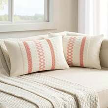 1pc Bohemian Farmhouse Decorative Pillow Case, Sofa Bed Living Room Home Decor - Coral Red - View 3
