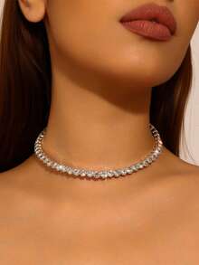 1 Stück modischer, luxuriöser und eleganter Schmuckhalskette mit vollständigem Strass für Frauen, geeignet für den täglichen Gebrauch, Partys und Dates