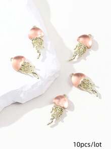 10/20pcs Random Assorted Golden Alloy Starfish, Jellyfish, Shell Charm Pendant, DIY Jewelry Making Supplies - Multicolor - View 20