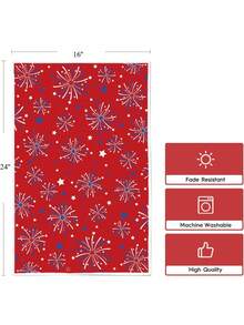 Fireworks Stars Patriotic 4th Of July Kitchen Towels Dish Towels, 16x24 Inch Farmhouse Memorial Day Decoration Hand Towels, Set Of 2 - 紅色 - 查看 3