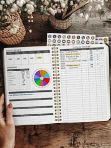 1pc Monthly Budget Planner, 112 Sheets Simple ADHD Budeget Planner With Saving & Debt Tracker, Spending Chart View And Transparent Pocket, Easy Saving Money, Office & School Supplies, Office Supplies Gifts For Women - Black - View 4