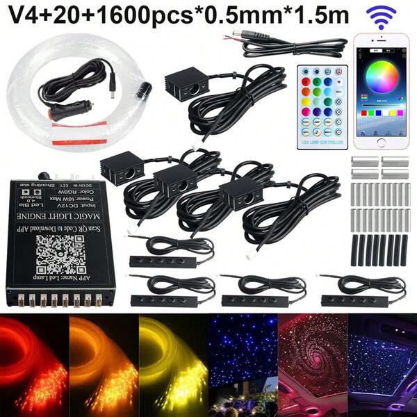 1600 Auto Lichtfaser RGBW LED Meteors Sternenhimmel Glasfaser Optik Lichteffekte