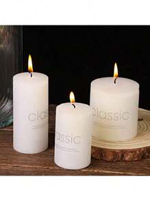 24/12/4/1pc Ivory White Large Cylindrical Candle - Smokeless, Odorless, Used For Emergency Lighting In Households Church, Prayer, Repentance Romantic Wedding And Home Decor 4 Size Options