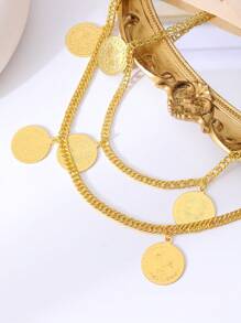 1 Stück arabische Luxus Frauen Hochzeits Umhänge Kette dekoriert mit vergoldeter Osmanisches Münzen Muster, Hochzeitsschmuck, Geburtstagsgeschenk für Frauen