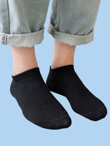 20 Pairs/Set Women's Solid Color Ankle Socks - Black - View 3