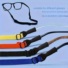 1pc Adjustable Elastic Anti-Slip Glasses Strap, Sports Eyeglasses Leg Holder Strap To Prevent Dropping, Adjustable Glasses Strap, Glasses Chain, Suitable For Prescription Glasses Or Reading Glasses, Casual Solid Color Silicone