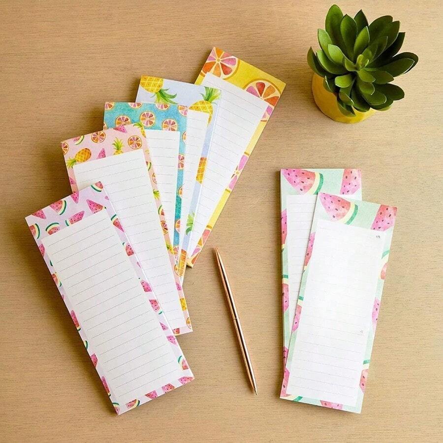 6-Pack Magnetic Grocery List Notepad For Refrigerator - Cute Fruit-Design Memo Pads, 60 Sheets Each - Multicolor - View 1